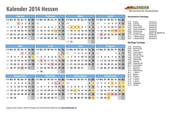 Kalender 2014Hessen