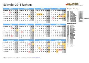 Kalender 2014Sachsen
