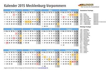 Kalender 2015Mecklenburg-Vorpommern