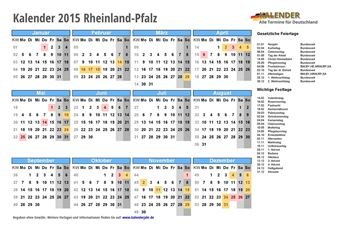 Kalender 2015Rheinland-Pfalz