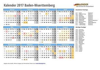 Kalender 2017Baden-Wuerttemberg