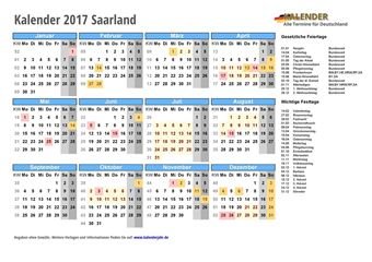 Kalender 2017Saarland