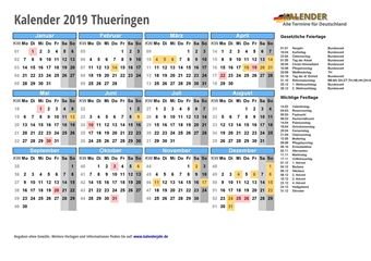 Kalender 2019Thueringen