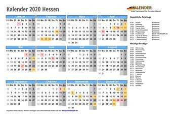 Kalender 2020Hessen