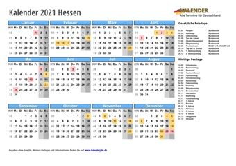 Kalender 2021Hessen