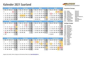 Kalender 2021Saarland