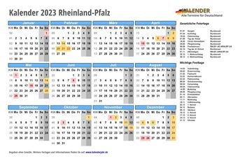 Kalender 2023Rheinland-Pfalz