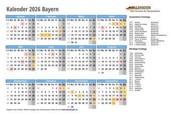 Kalender 2026Bayern Kalender 2026Bayern