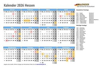 Kalender 2026Hessen Kalender 2026Hessen