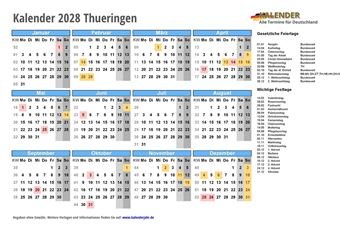 Kalender 2028Thueringen