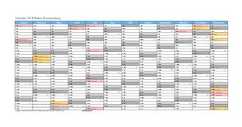 Kalender 2018Baden-Wuerttemberg Kalender 2018Baden-Wuerttemberg