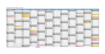 Kalender 2019Sachsen-Anhalt