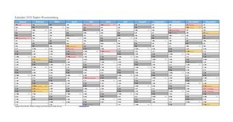 Kalender 2020Baden-Wuerttemberg