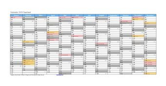 Kalender 2020Saarland