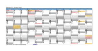 Kalender 2021Sachsen-Anhalt