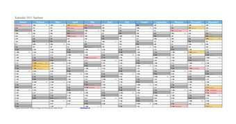 Kalender 2021Sachsen