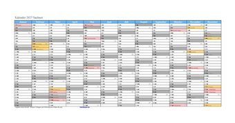 Kalender 2027Sachsen